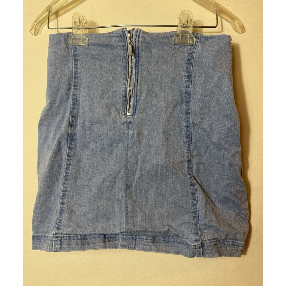 Harper Heritage Women’s Size M Blue Solid Denim Mini Skirt Short Zip Closure